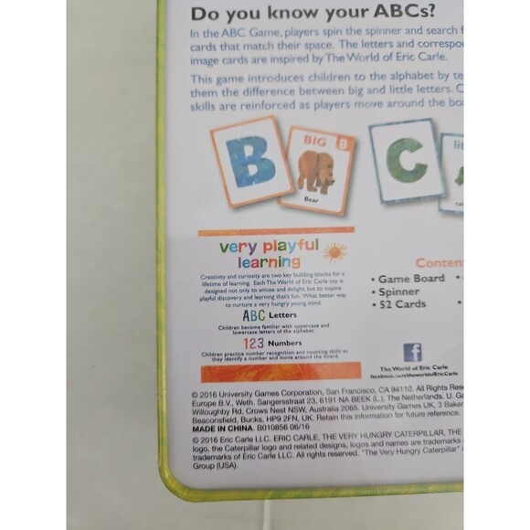 Eric Carle ABC Travel Board Card Game Hungry Caterpillar  Brown Bear 2016 Sealed - Picture 7 of 8